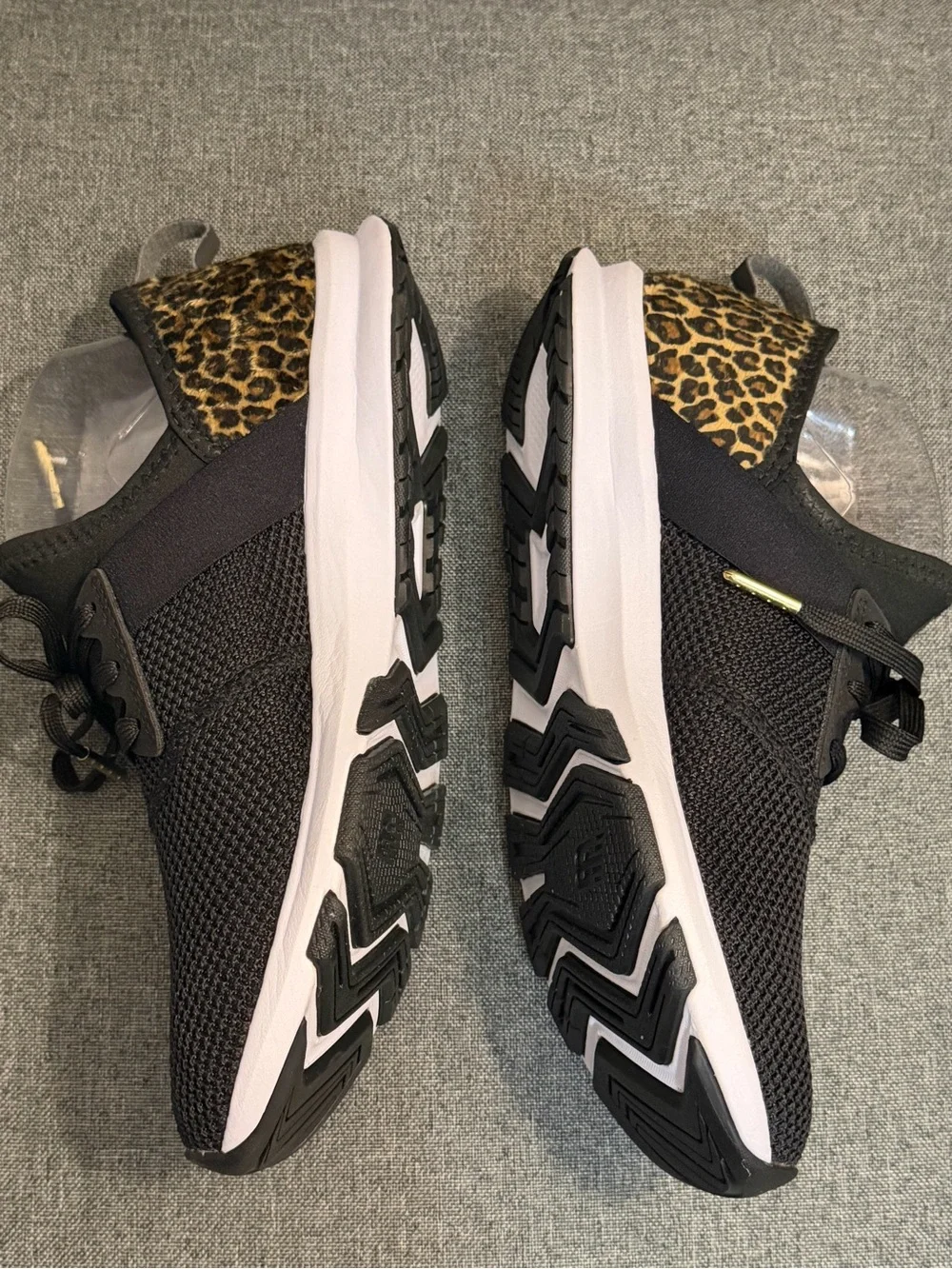 New Balance Black and White & Leopard Womens Knit Sneakers